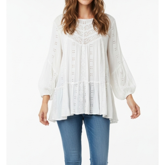Free People Tops - Free People Elegant White Lace Women's Top Size Xs